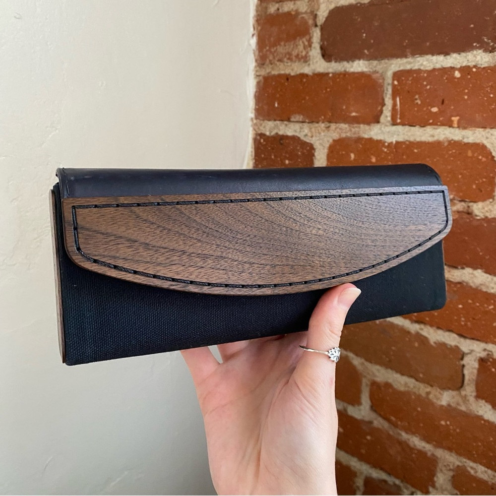 NEW Sidney Molepo wood and textile designer clutch